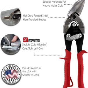 MIDWEST Special Hardness Aviation Snip – Left Cut Offset Stainless Steel Cutting Shears with Forged Blade