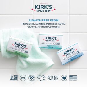 Kirk’s Castile Bar Soap Clean Soap for Men, Women & Children| Premium Coconut Oil | Sensitive Skin Formula, Vegan | Original Fresh Scent | 4 oz. Bars – 5 Pack